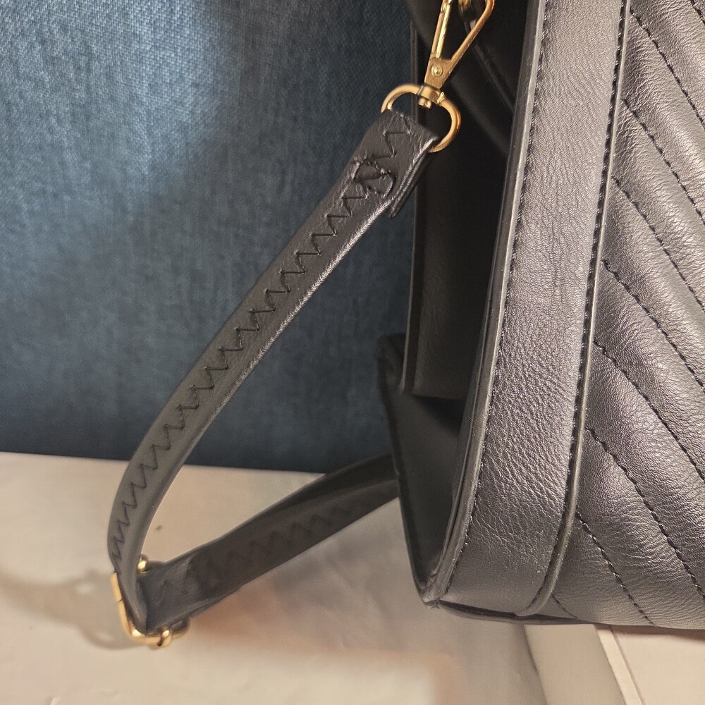 Satchel Chevron Quilted Faux Leather Purse Tote Classic Vibe - Picture 4 of 16